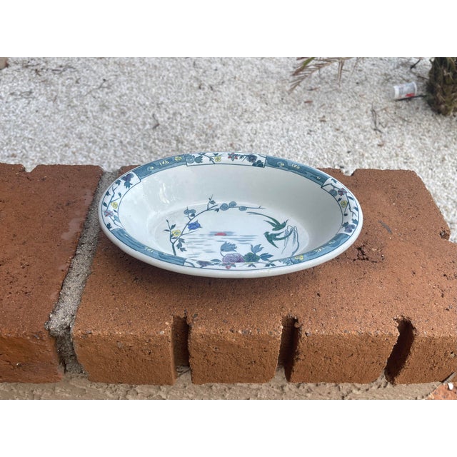 Beautiful Asian Phoenix Birds with Oriental Floral in Green, Blue and Gold. This bowl is stoneware and a wonderful piece...
