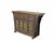 This antique elm sideboard features 2 upper drawers detailed with deep, hand-carved floral and leaf motifs and circular...