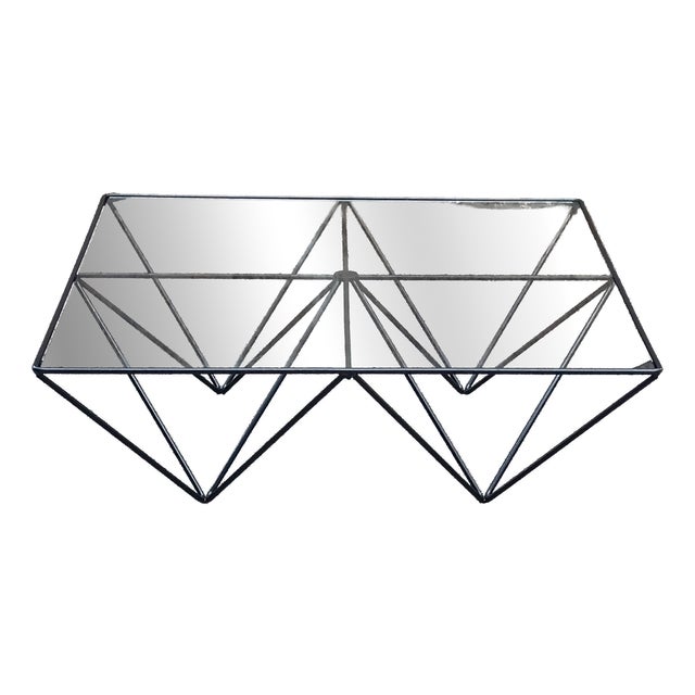 Coffee Table in Metal and Glass, 1980s For Sale