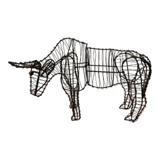 Hand Made Wire Bull Sculpture For Sale