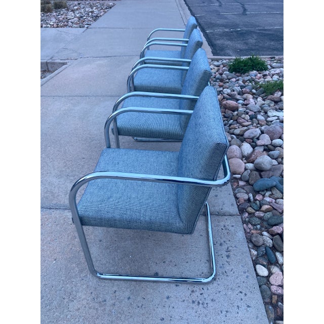 Set of 4 Tubular Chrome “Brno” Chairs Ludwig Mies Van Der Rohe for Thonet For Sale - Image 9 of 13