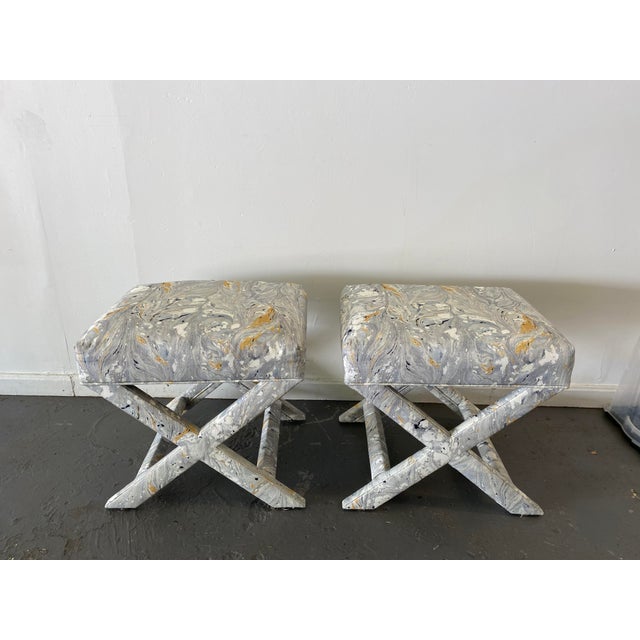 1980s X Frame Ottoman Stools a Pair Chairish