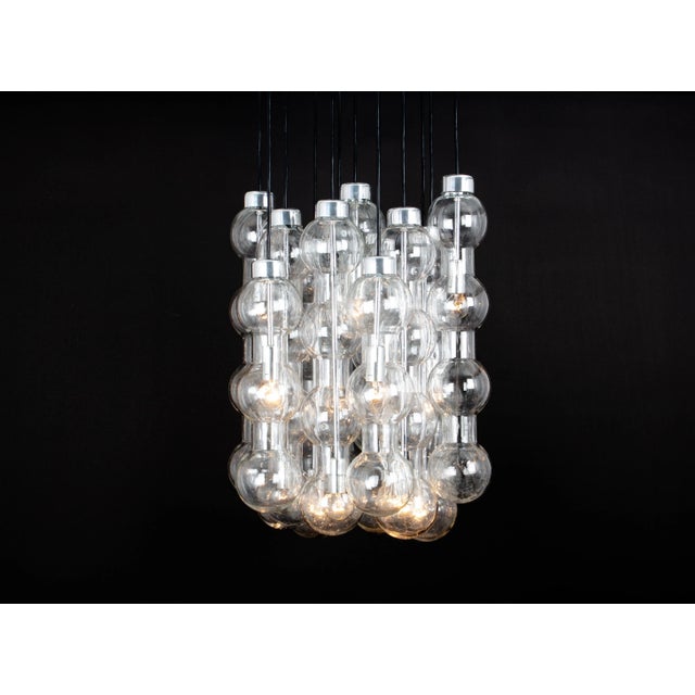 Metal Large Cascading Chandelier Murano Glass attributed to Doria, Germany, 1970s For Sale - Image 7 of 9