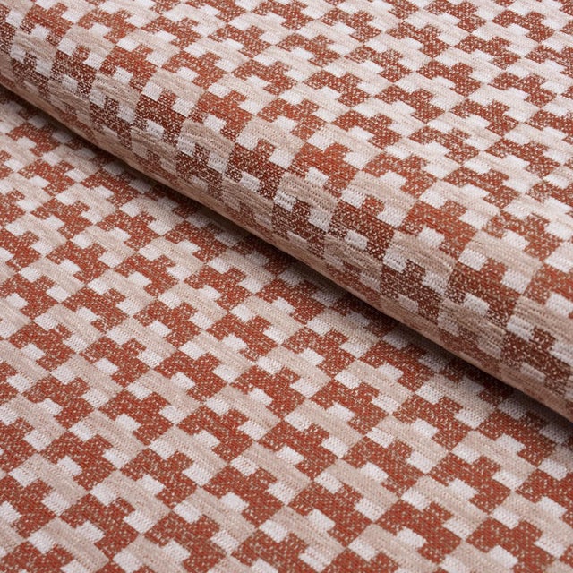 Traditional Schumacher Thatcher Performance Fabric In Brick For Sale - Image 3 of 4