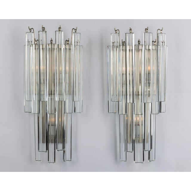 1970s Glass and Silver Venini Sconces - a Pair For Sale - Image 10 of 12