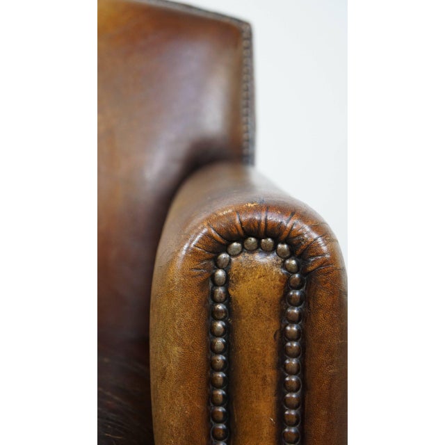 Vintage Sheep Leather Armchair For Sale - Image 11 of 14