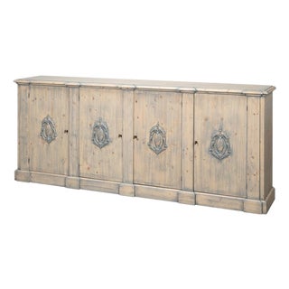 French Provincial Wall Cabinet with Carved Crest Medallions For Sale