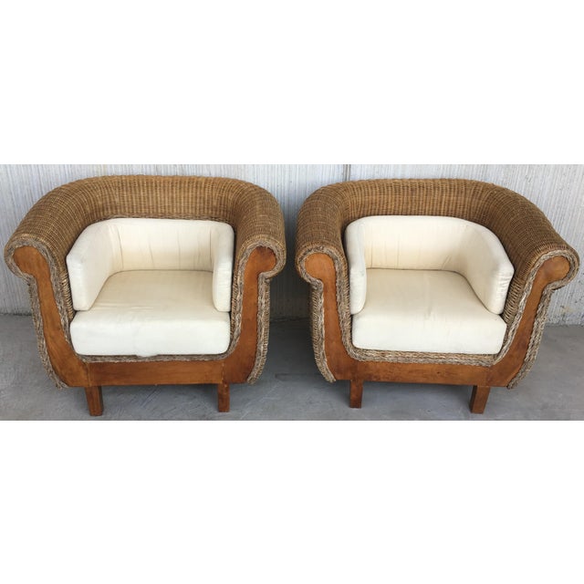 Mid 20th Century Mid 20th Century Rattan and Wood Coffee Table For Sale - Image 5 of 18