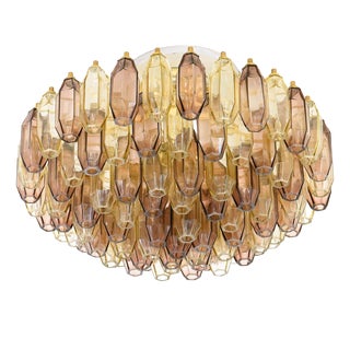 Prismatico Amber and Amethyst Compact Glass Chandelier by Piattelli For Sale
