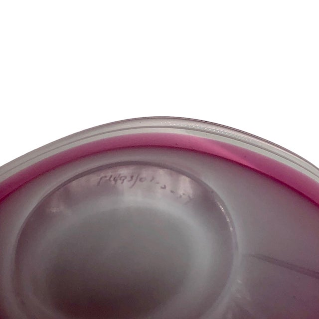 1950s Flygfors Coquille Cased Art Glass Scoop Handblown Bowl Signed For Sale In New York - Image 6 of 7