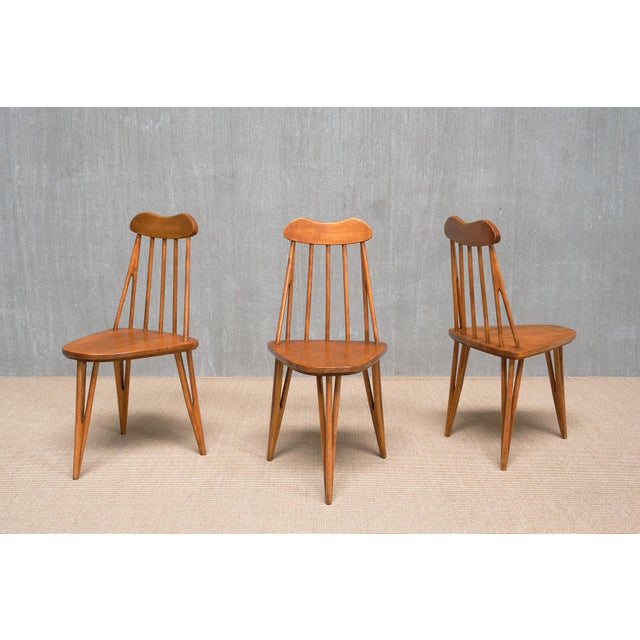 Bo Fjaestad Three-Legged Birch Chairs, Sweden, 1955, Set of 3 For Sale - Image 4 of 18
