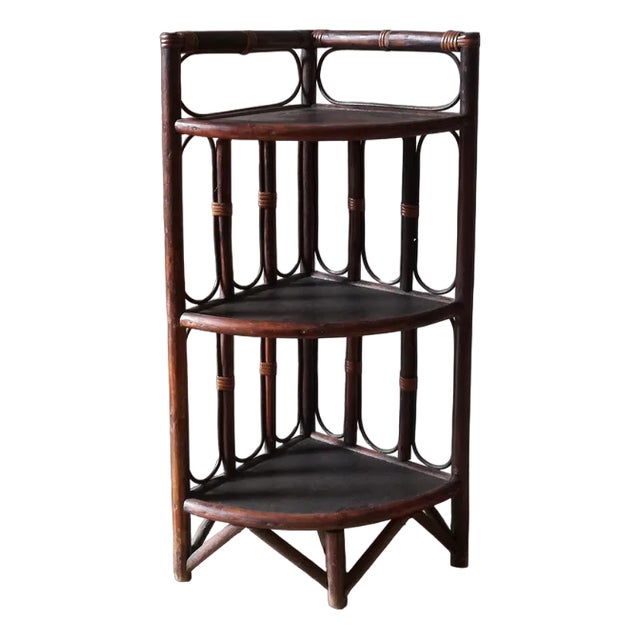 Vintage Rattan Corner Shelf Chairish