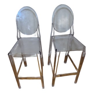 Kartell Acrylic Barstools, Set of 2 For Sale