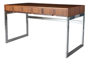 1960s Rosewood & Chrome Desk Attributed to Milo Baughman