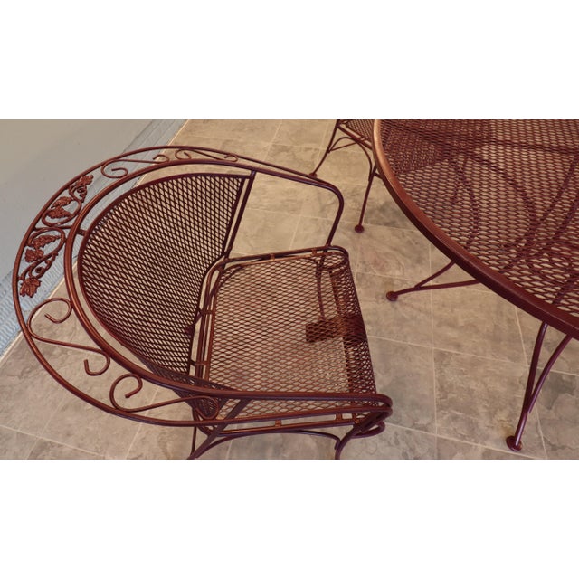 Mid-Century Russell Woodard Grapevine Wrought Iron Patio Dining Set, 5 Pieces, C. 1950s For Sale - Image 16 of 17
