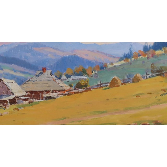 Mountain Landscape Antique Oil Painting Original Soviet Art Ukrainian Artist Sholtes Zi 45-90 1970s For Sale - Image 6 of 6