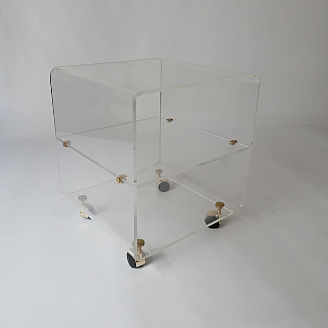 Side Table on Casters in Acrylic Glass by David Lange, 1970s For Sale - Image 4 of 10