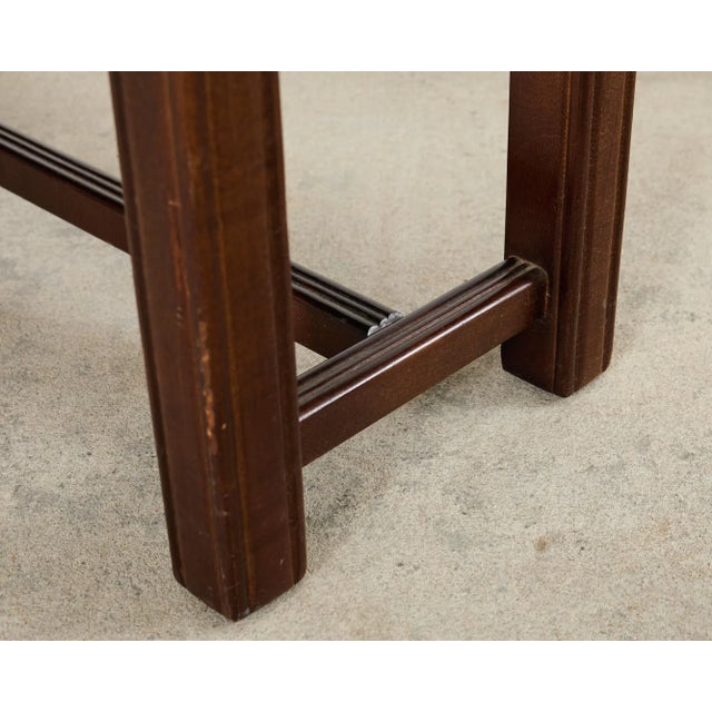 Elongated Georgian Style Mahogany Leather Footstool For Sale - Image 16 of 18