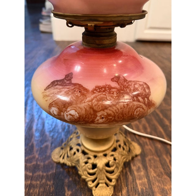 Rare Antique Victorian Gone With the Wind Lamp Matching Hand-Painted Companion Shades For Sale - Image 12 of 15