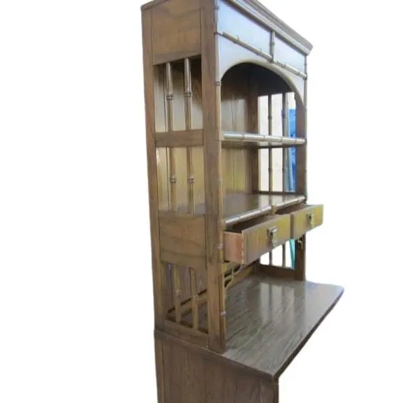 Vintage Faux Bamboo Wood Cabinet Hutch by Dixie Shangri La Collection For Sale In Naples, FL - Image 6 of 10