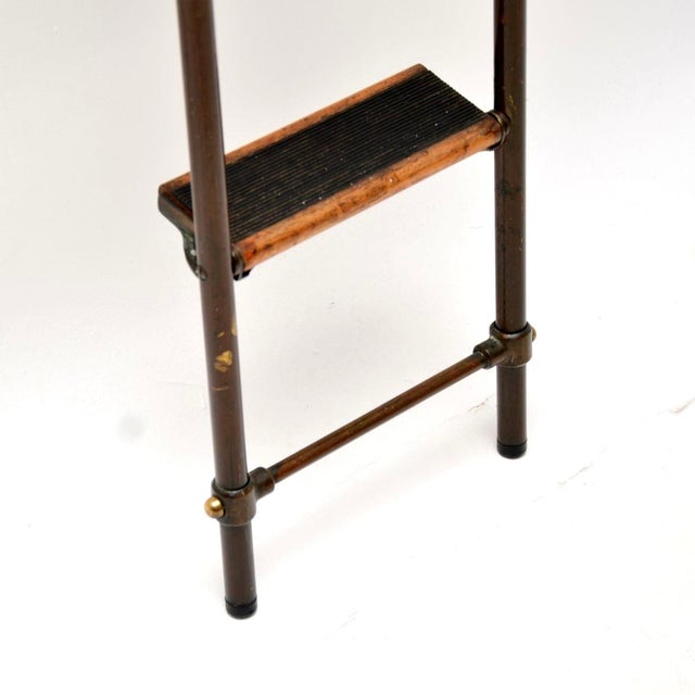 Antique Victorian Brass Library Steps Ladder, 1890s For Sale - Image 9 of 11