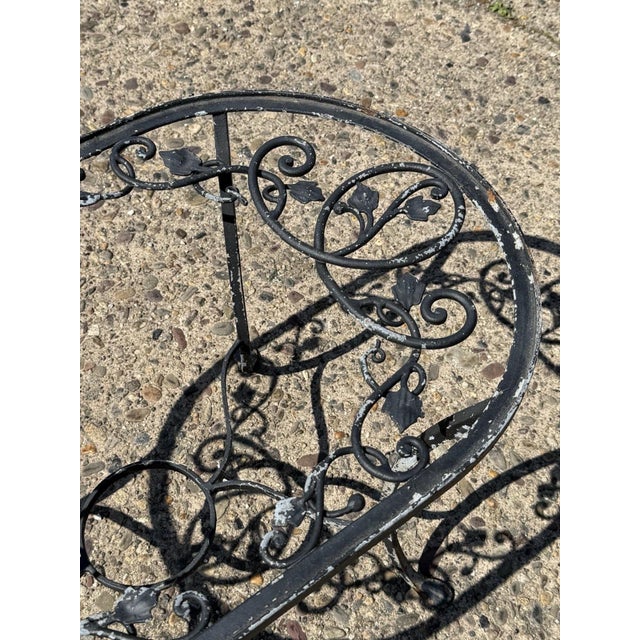 Black Vintage Salterini Style Leaf Vine Scroll Wrought Iron Oval Patio Coffee Table For Sale - Image 8 of 11