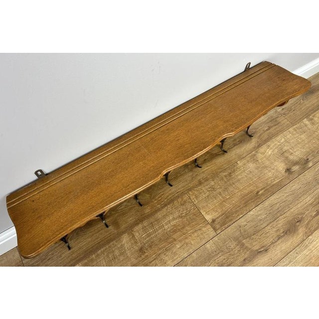 Wood Vintage French Carved Oak 7-Hook Wall Coat Rack For Sale - Image 7 of 10