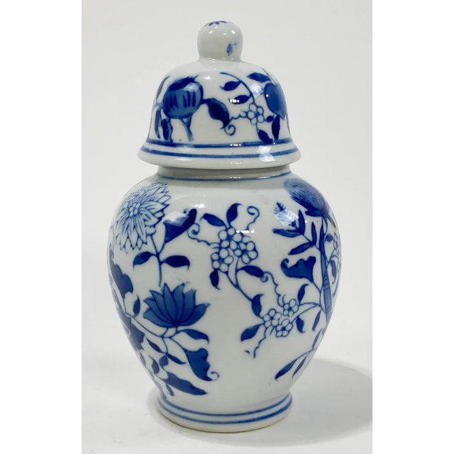Vintage Blue and White Floral Lidded Jar For Sale - Image 4 of 8