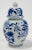 Vintage Lidded Blue and Ivory Floral Temple Jar For Sale - Image 4 of 8