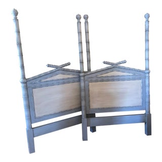 Twin Faux Bamboo Headboards - Pair For Sale