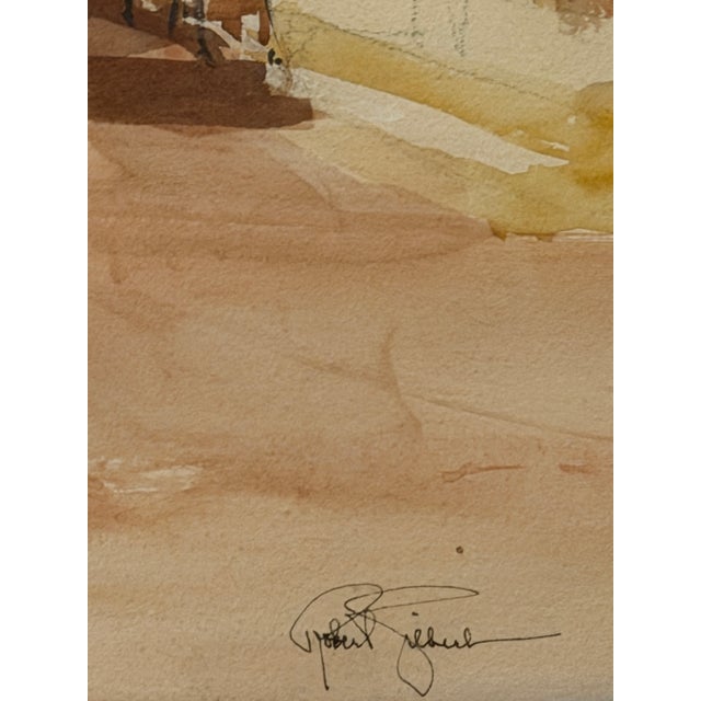 Late 20th Century Signed by Unidentified Artist - Street Café Scene, Watercolor on Paper For Sale - Image 4 of 6
