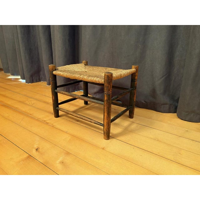 Mid-Century Modern Vintage Dutch Rush-Covered Stool, 1960s For Sale - Image 3 of 8