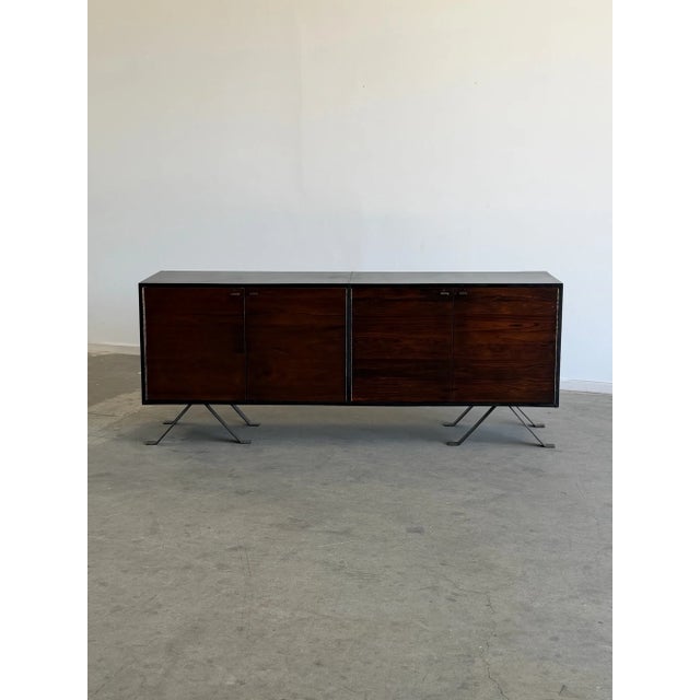 1970s Leather Wrapped Rosewood Credenza For Sale - Image 17 of 18
