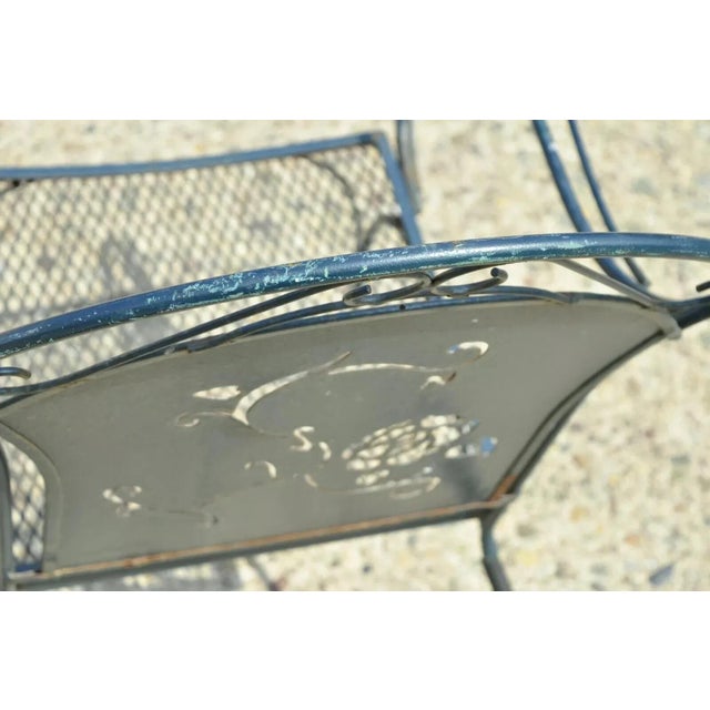 Mid 20th Century Wrought Iron Pierced Rose Garden Patio Dining Chair For Sale - Image 9 of 12