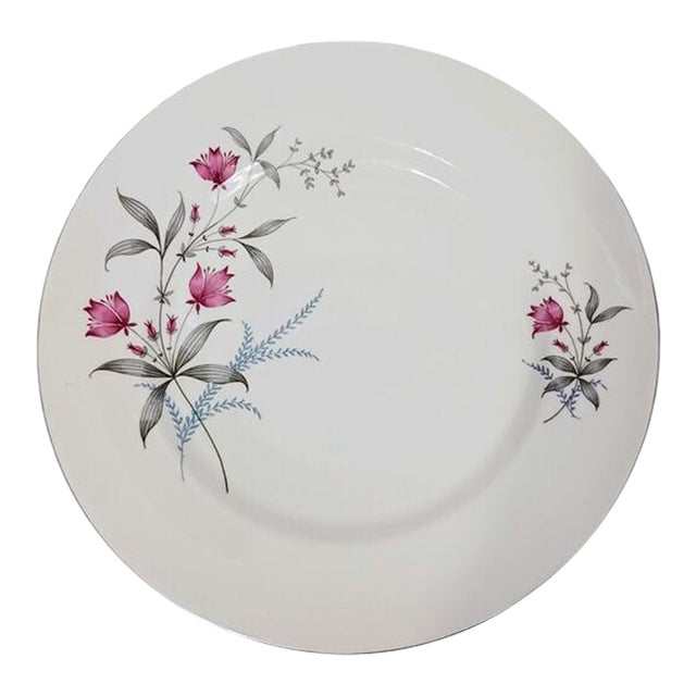 1950s Royal Monarch China Dinner Plate Fern Valley Holland Platinum Replacement MCM For Sale