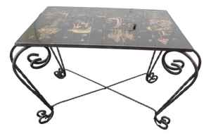 Ceramic and Wrought Iron Coffee Table by B. Dumas, 1950s