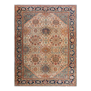 Captivating Ivory Background Color With Allover-Floral Design Antique Persian Sultanabad Rug