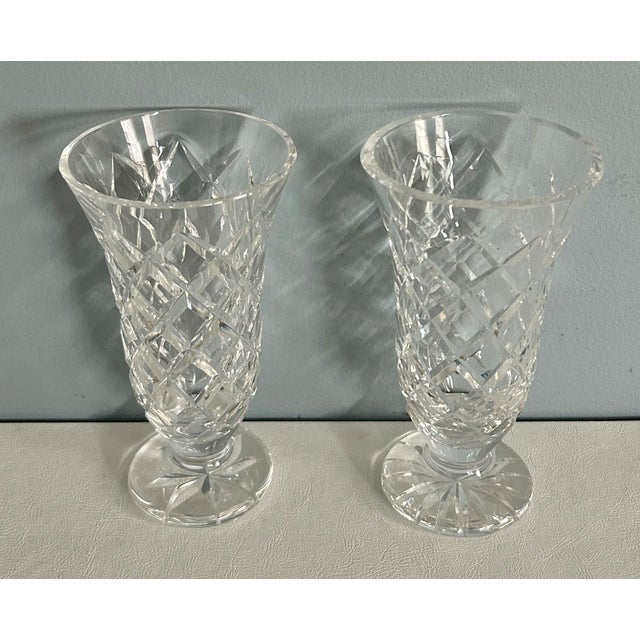 Traditional Vtg. Waterford Pair of Crystal Footed Kinsale 7" Bud Flower Vase For Sale - Image 3 of 11