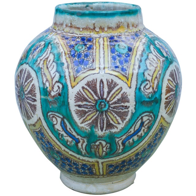 Moroccan Antique Andalusian-Patterned Vase For Sale - Image 3 of 10