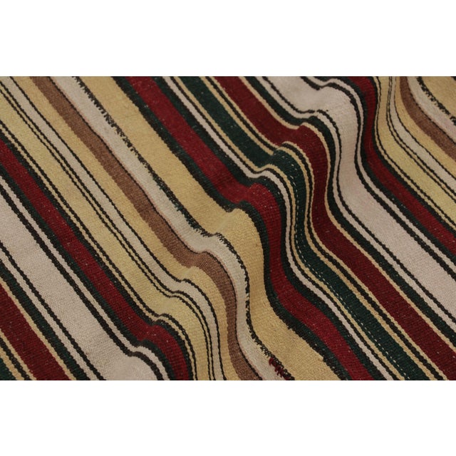 Textile Vintage Persian Kilim, Cream Yellow and Burgundy Stripes - Rug & Kilim For Sale - Image 7 of 8