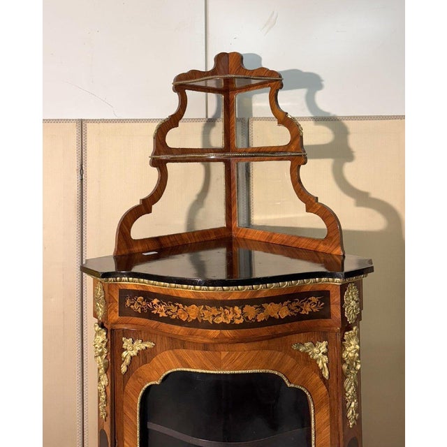 Louis XIV Curved Corner Cabinet, 1920s For Sale - Image 6 of 8