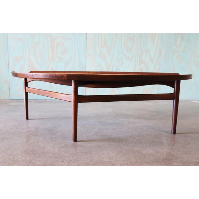1950s Attributed to Finn Juhl for Baker Coffee Cocktail Table Two Tone Birch and Walnut For Sale - Image 10 of 15
