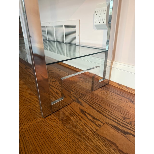 Chrome Vintage 1970s Chrome and Glass Étagère Attributed to Milo Baughman For Sale - Image 8 of 10