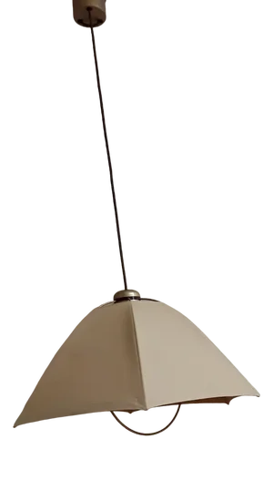 Austrian Height-Adjustable Ceiling Lamp with Beefed Fabric Screen of Brass Mounting from Vest, 1970s