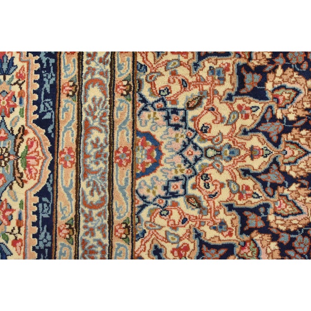 Blue Kerman Rug 9’9” X 13’8” Blue Wool Vintage Traditional Hand-Knotted Carpet For Sale - Image 8 of 15