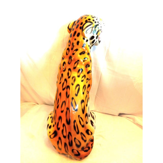 1990s Large Glass/Ceramic Sculpture of African Leopard For Sale In Dallas - Image 6 of 12