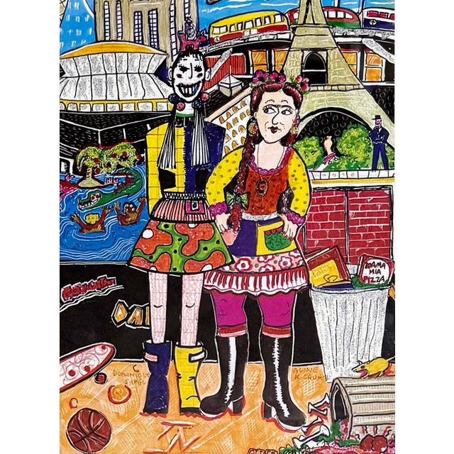 Original mixed media on paper (pen, watercolor and acrylic). Collaboration by Aline Kominsky-Crumb and Dominique Sapel for...