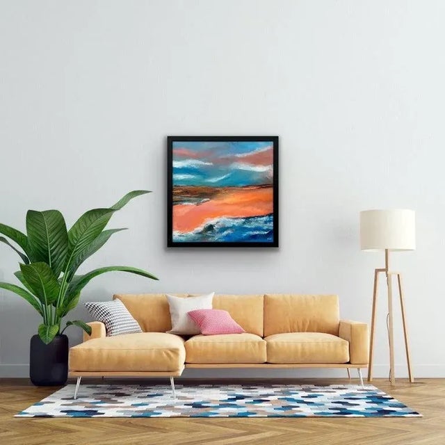 2020s Orange & Blue Abstract English Moorland Landscape Earthy Colours Contemporary British Artist For Sale - Image 5 of 12