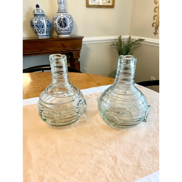 1960s Italian Costantini Threaded Art Glass Carafes- Set of 2 For Sale - Image 9 of 10