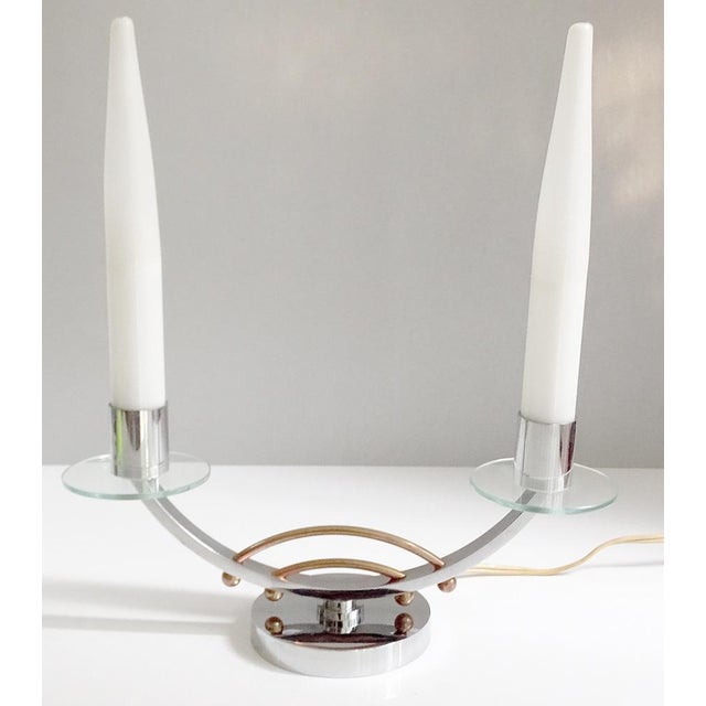 French Art Deco Table Lamps in Chrome and Glass, Set of 2 For Sale - Image 10 of 18